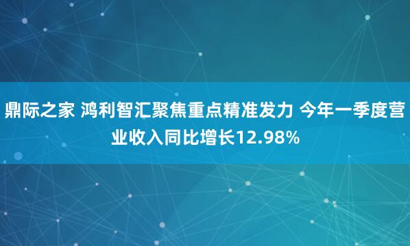 鼎际之家 鸿利智汇聚焦重点精准发力 今年一季度营业收入同比增长12.98%